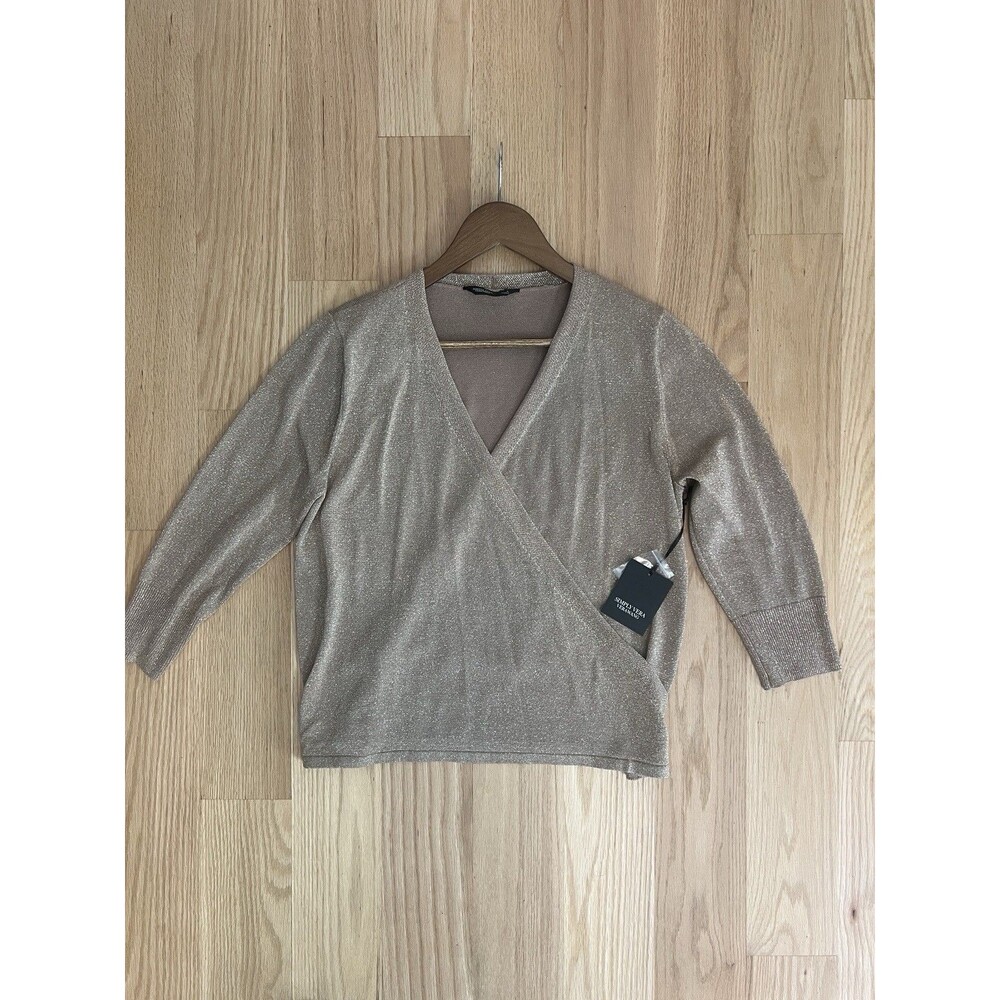 Simply Vera by Vera Wang Gold Open Front Drapey Cardigan Sweater Size Large